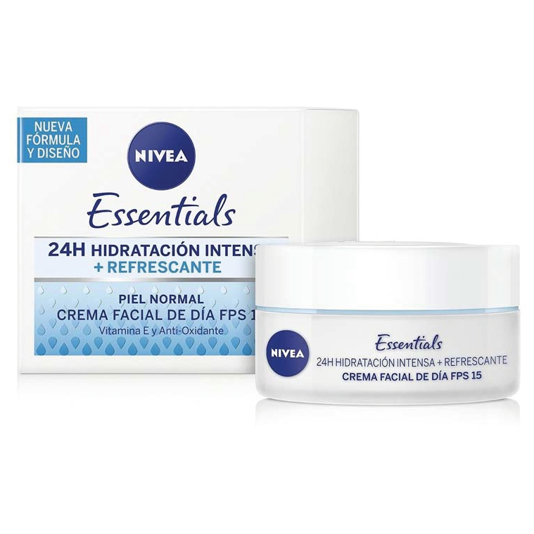 NIVEA CREMA FACIAL HIDRATANTE DE DÍA ESSENTIALS PARA PIEL NORMAL FPS 15 X 50 ML.
